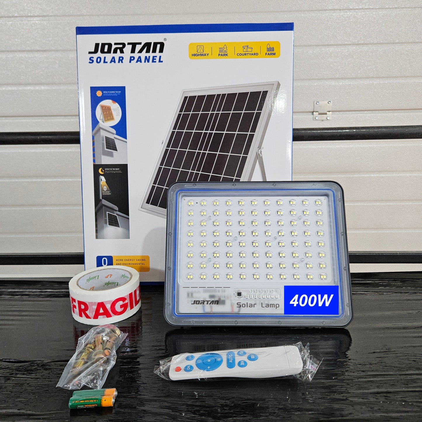 Proiector Solar Jortan Blue | 600W, 500W, 400W, 50W, cu Panou Solar + Kit Montaj
