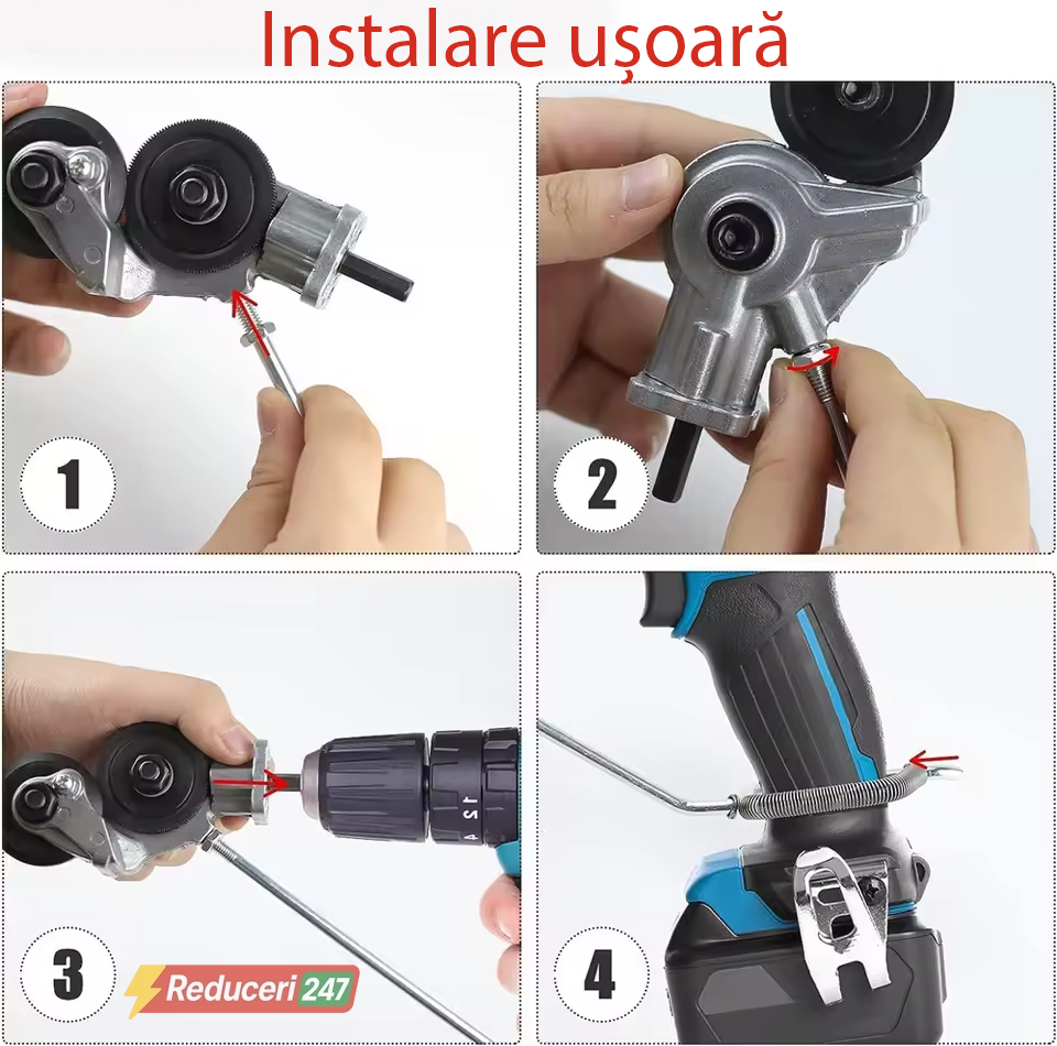 Adaptor Profesional Tăiere Tablă pentru Bormașină cu Role de Ghidaj