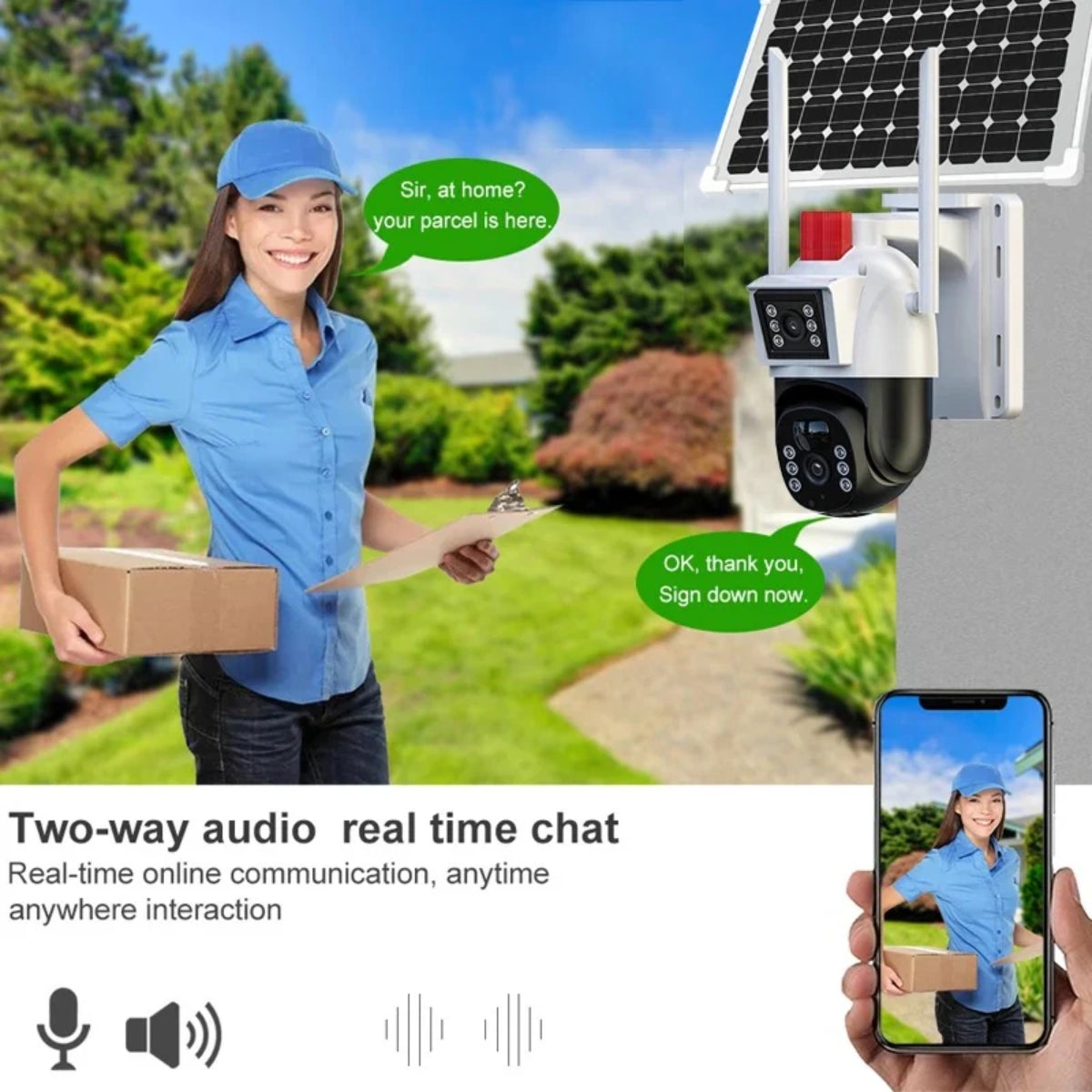 Cameră Solară Dublă | SIM 4G | Smart AI V380-Pro + Card 32GB