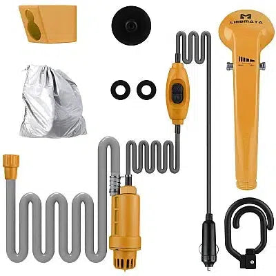 Duș Portabil Auto pentru Camping cu Pompa de Apă, Alimentare 12V + Accesorii